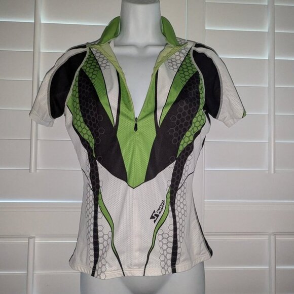 Sugoi Racing System Half Zip Back Pocket Cycling Biking Short Sleeve Jersey Top - Picture 2 of 3